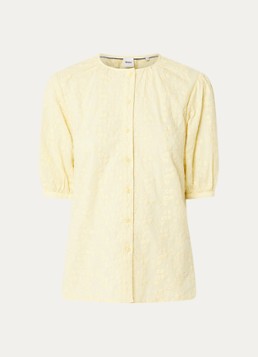 BRAX Dames Vea blouse met broderie en ballonmouw in de kleur Geel