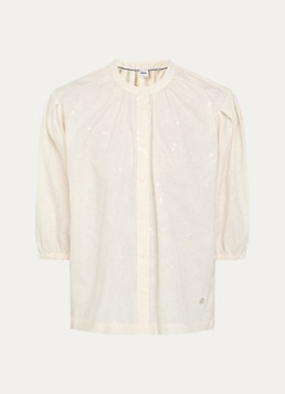 BRAX Dames Viv blouse met borduring en pailletten in de kleur Vanillegeel
