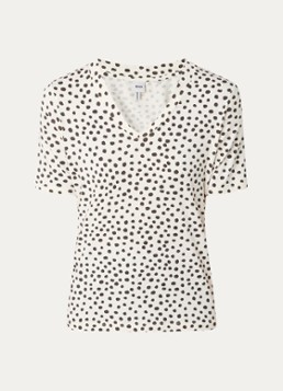 BRAX Dames Carina T-shirt met stippenprint in de kleur Gebroken wit