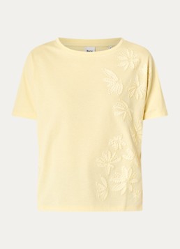 BRAX Dames T-shirt met borduring in de kleur Lichtgeel