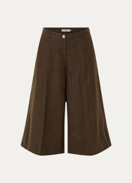 BRAX Dames Melli high waist wide leg culotte van linnen met steekzakken in de kleur Donkerbruin