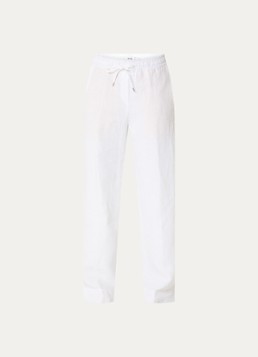 BRAX Dames Farina loose fit pantalon van linnen met steekzakken in de kleur Gebroken wit