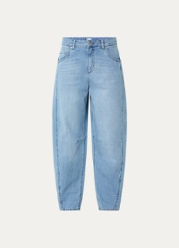 BRAX Dames Megan mid waist tapered fit cropped jeans met lichte wassing in de kleur Lichtblauw
