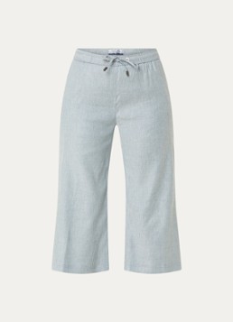 BRAX Dames Philippa mid waist wide fit cropped broek in linnenblend in de kleur Blauwgrijs