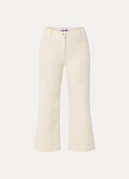 BRAX Dames Peggy mid waist straight fit cropped broek van chambray in de kleur Creme