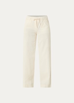 BRAX Dames Maine mid waist straight fit broek van corduroy in de kleur Gebroken wit