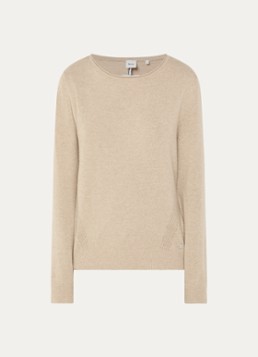 BRAX Dames Lisa fijngebreide trui in kasjmier scheerwolblend met boothals in de kleur Beige