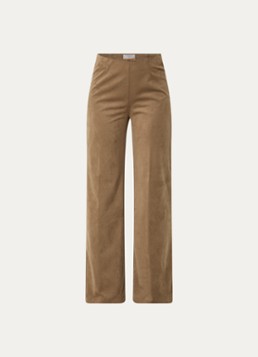 BRAX Dames Lillyth high waist straight fit broek van imitatiesuède in de kleur Donkerbruin