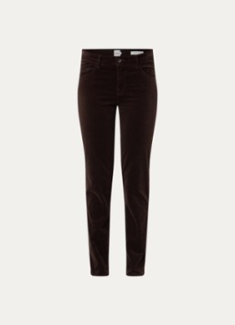 BRAX Dames Shakira mid waist skinny fit broek van fluweel in de kleur Donkerbruin