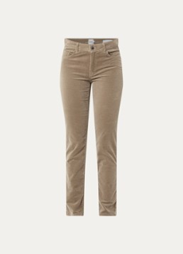 BRAX Dames Shakira mid waist skinny fit broek van fluweel in de kleur Beige