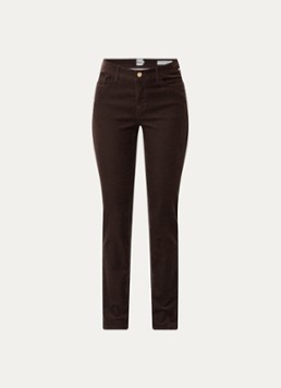 BRAX Dames Mary mid waist skinny fit chino van corduroy in de kleur Donkerbruin