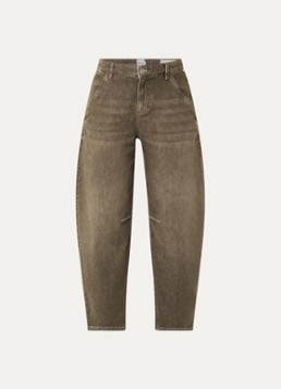 BRAX Dames Megan S high waist tapered jeans met verwassen afwerking in de kleur Bruin