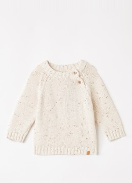 Lil 'Atelier Meisjes NBNGalto grofgebreide trui met gemêleerd dessin in de kleur Gebroken wit, maat: 80