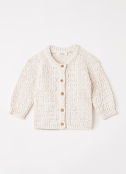 Lil 'Atelier Meisjes NBFBella grofgebreid vest met ronde hals in de kleur Creme, maat: 86