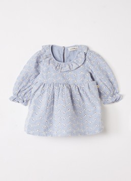 Lil 'Atelier Meisjes NBFTessie jurk met borduring in de kleur Staalblauw, maat: 56