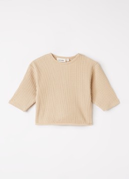 Lil 'Atelier Jongens NBMTanko trui met structuur in de kleur Donkerbeige, maat: 86