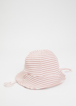Lil 'Atelier Meisjes UV bucket hoed met streepdessin in de kleur Lichtroze, maat: 47/48
