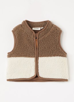 Lil 'Atelier Jongens NBMLayo bodywarmer van teddy in de kleur Ivoor, maat: 62