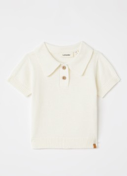 Lil 'Atelier Jongens NBMGayo fijngebreide polo in de kleur Gebroken wit, maat: 86