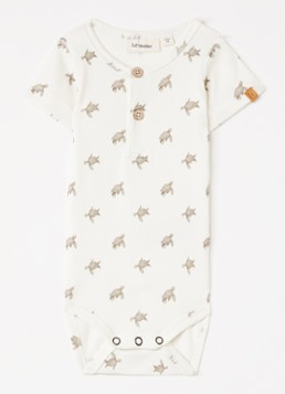Lil 'Atelier Jongens NBMGayo romper met print in de kleur Gebroken wit, maat: 86