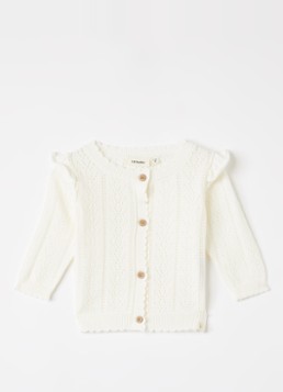 Lil 'Atelier Meisjes NBFJela vest met opengewerkt dessin in de kleur Gebroken wit, maat: 86