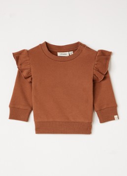 Lil 'Atelier Meisjes NBFILondon sweater met ruches in de kleur Oranjebruin, maat: 86
