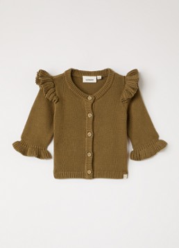 Lil 'Atelier Meisjes NBFKopa grofgebreid vest met volant in de kleur Mosgroen, maat: 56