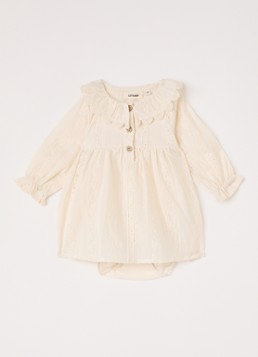 Lil 'Atelier Meisjes NBFLoba tuniekjurk met borduring in de kleur Creme, maat: 80