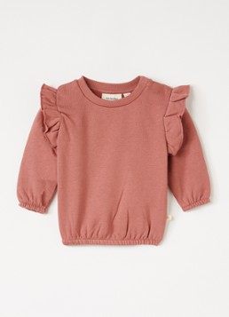 Lil 'Atelier Meisjes NBFKilano sweater met volant in de kleur Koraalroze, maat: 86