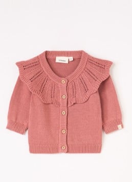 Lil 'Atelier Meisjes NBFNoda fijngebreid vest met opengewerkt dessin in de kleur Roze, maat: 68
