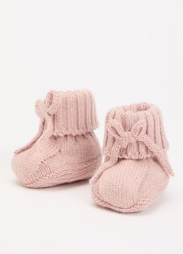 Lil 'Atelier Meisjes NBNLaguna gebreide babyslofjes in katoenblend in de kleur Oudroze, maat: 62/68