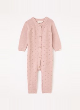 Lil 'Atelier Meisjes NBNLaguna grofgebreid babypak met opengewerkt dessin in de kleur Roze, maat: 50