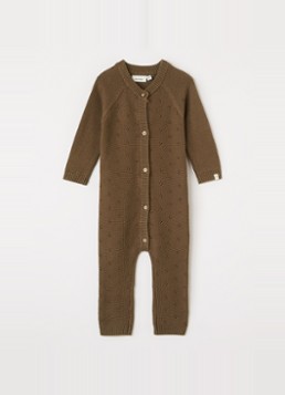 Lil 'Atelier Meisjes NBNLaguna grofgebreid babypak met opengewerkt dessin in de kleur Bruin, maat: 50