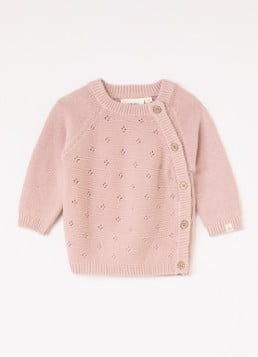 Lil 'Atelier Meisjes NBNLaguna fijngebreide trui met opengewerkt dessin in de kleur Roze, maat: 68