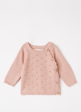 Lil 'Atelier Meisjes NBFLaguna grofgebreid vest met opengewerkt dessin in de kleur Zalmroze, maat: 86