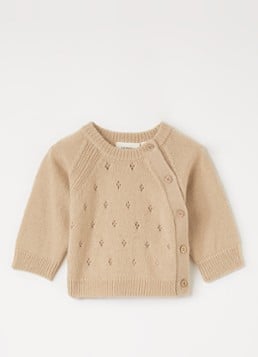 Lil 'Atelier Meisjes NBNNalio fijngebreid vest met asymmetrisch detail in de kleur Donkerbeige, maat: 68
