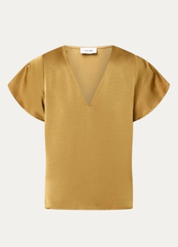 Aaiko Dames Minny top van satijn in de kleur Mosterd