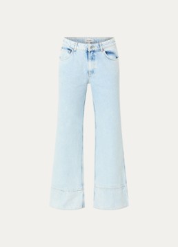 Aaiko Dames Gaby high waist wide leg jeans met lichte wassing in de kleur Indigo
