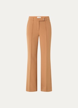 Aaiko Dames Chantalle high waist wide fit pantalon met persplooi en structuur in de kleur Camel