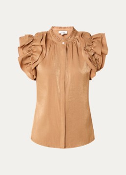 Aaiko Dames Gezana Vis blouse met glanzende finish in de kleur Camel