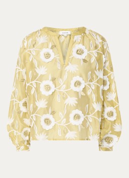Aaiko Dames Alanza blouse met borduring in de kleur Mosterd
