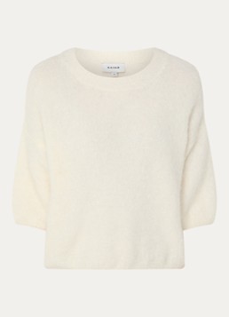 Aaiko Dames Lani fijngebreide top in alpaca wolblend in de kleur Lichtgroen