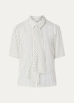 Aaiko Dames Veronne tuniek met sjaalkraag en streepprint in de kleur Beige