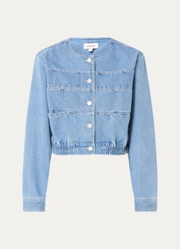 Aaiko Dames Fallon cropped spijkerjas met ronde hals in de kleur Indigo