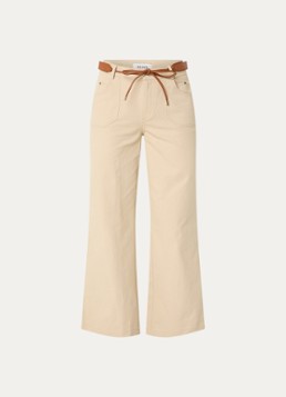 Aaiko Dames Jael high waist flared fit broek met steekzakken in de kleur Beige
