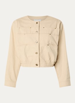 Aaiko Dames Fallon cropped jack met opgestikte zakken in de kleur Beige