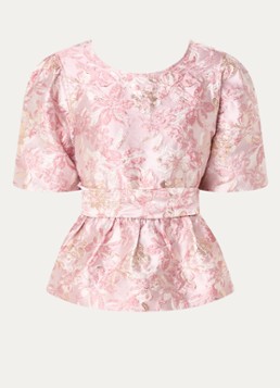 Aaiko Dames Georgie top met jacquard dessin met strikceintuur in de kleur Lichtroze