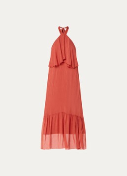 Aaiko Dames Albina maxi jurk met ruches in de kleur Kersenrood