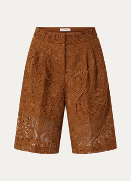 Aaiko Dames Dionne mid waist korte broek met broderie in de kleur Cognac