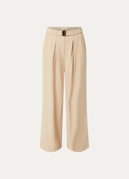 Aaiko Dames Lotty mid waist wide fit palazzo broek met steekzakken in de kleur Donkerbeige